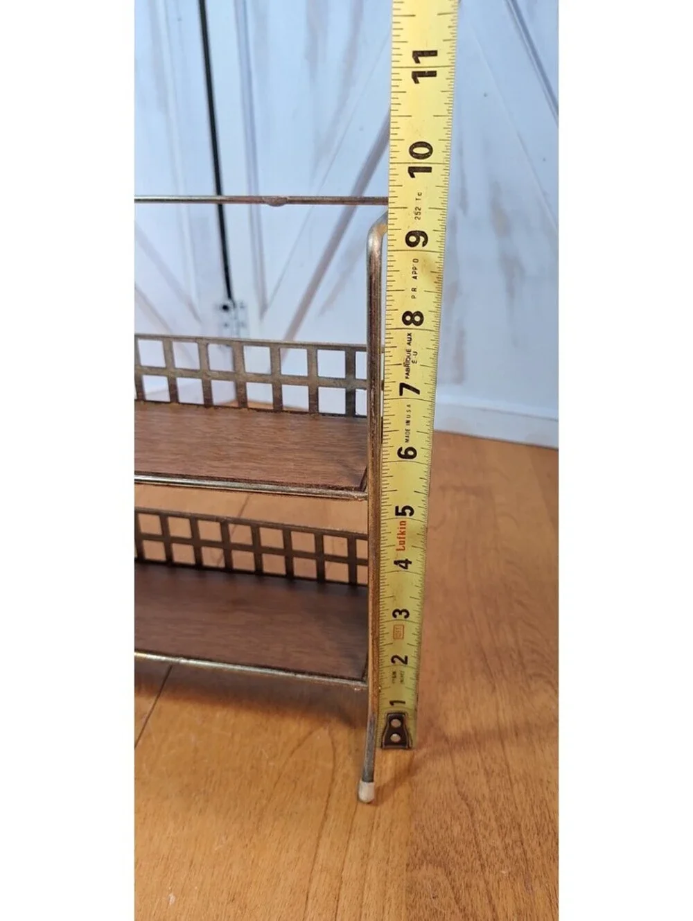 Mid Century 2 Tier Footed Spice Rack Organizer Goldtone Metal 9.5